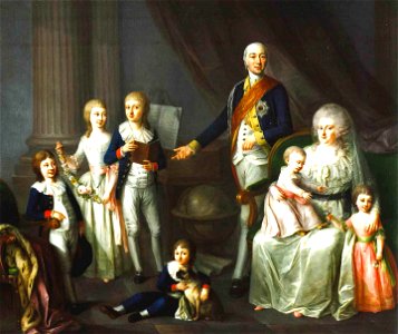Familienbildnis Herzog Friedrich Franz I. von Mecklenburg-Schwerin und Herzogin Louise mit ihren sechs Kindern. Free illustration for personal and commercial use.