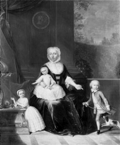 Family Portrait of Theodora van der Marck with her Grandchildren Jean Baptist Theodoor Testart, Geertruid Elisabeth Testart and Hieronyma Johanna Testart by Jan Palthe Amsterdam Museum SA 7383