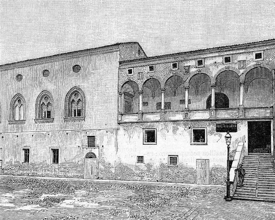 Fano – Il cortile nel palazzo del comune (xilografia)