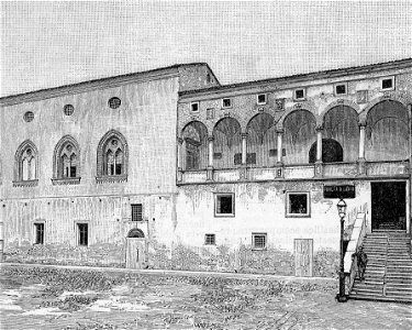 Fano – Il cortile nel palazzo del comune (xilografia)
