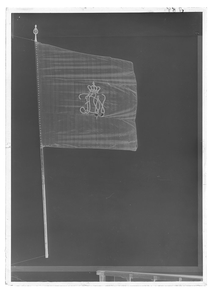 Fana vid Drottningens i Pommern uppsatta regemente under Gustav IV Adolfs regering - Livrustkammaren - 8978-negative