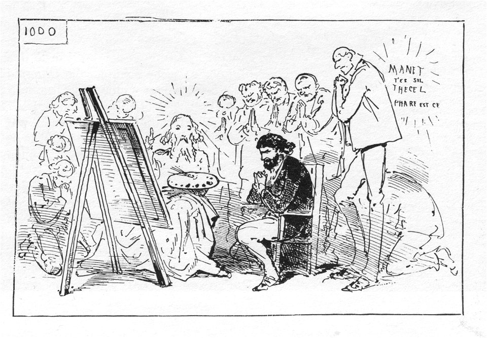 Fantin-Latour Un atelier aux Batignolles zeitgenössische Karikatur