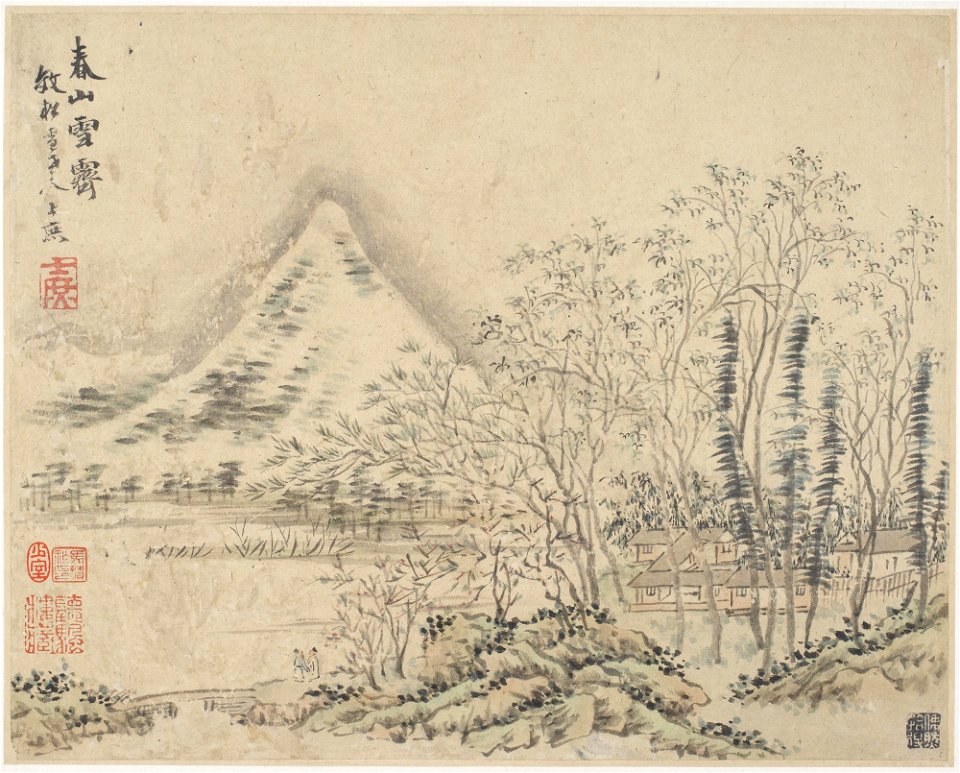 Fang Shishu - Album of Landscapes, Plants, Figures and Animals, Houses in Grove - y1962-111 i - Princeton University Art Museum