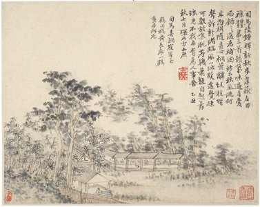 Fang Shishu - Album of Landscapes, Plants, Figures and Animals, Crane in a Long Corridor - y1962-111 k - Princeton University Art Museum