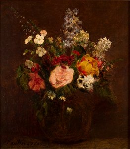 Henri Fantin Latour - Bloemen in glazen vaas - 0407 - Rijksmuseum Twenthe. Free illustration for personal and commercial use.