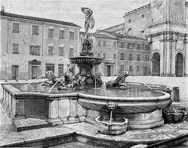 Fano – Fontana, in Piazza Maggiore (xilografia)