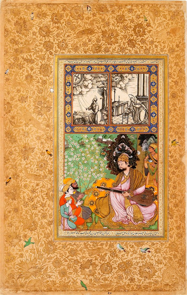 Farrukh Beg. Sultan Ibrahim 'Adil Shah II Playing the Tambur. 1595-1600, Nqprstkovo Muzeum, Prague