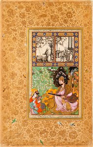 Farrukh Beg. Sultan Ibrahim 'Adil Shah II Playing the Tambur. 1595-1600, Nqprstkovo Muzeum, Prague