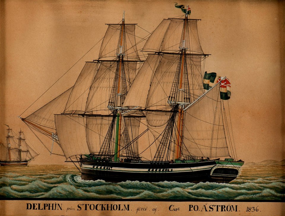 Fartygsporträtt-Brigg - Sjöhistoriska museet - S 0320