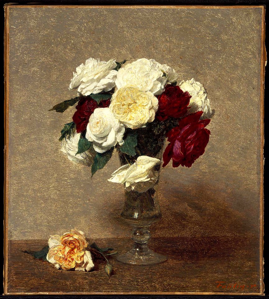 Henri Fantin-Latour - Roses in a Glass Vase - 1987.291 - Museum of Fine Arts