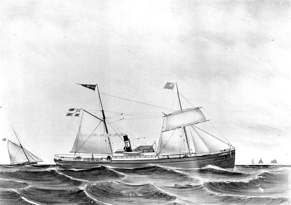 Fartygsporträtt-Lastångfartyg, skonertriggat - Sjöhistoriska museet - ID 006
