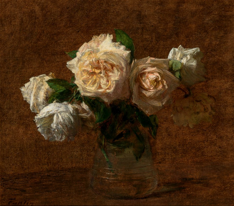 Six Yellow Roses in a Glass Vase by Henri Fantin-Latour, 1903