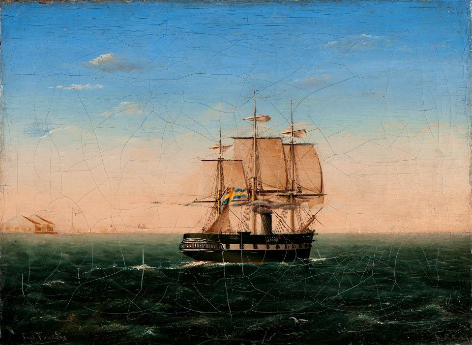 Fartygsporträtt-Ångfregatt - Sjöhistoriska museet - O 04565