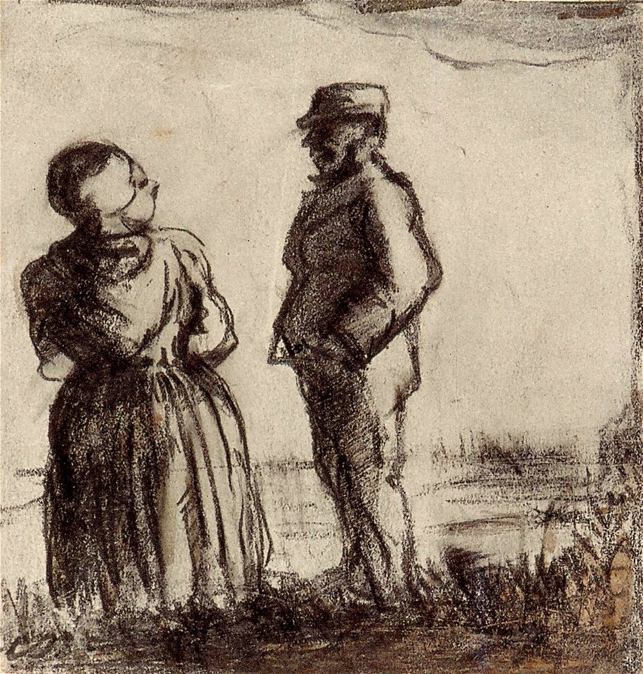 Farmer and His Wife in a Landscape by Theo van Doesburg AB4187