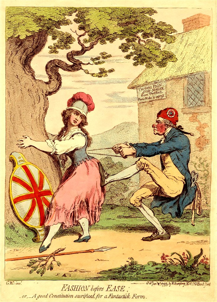 Fashion before ease;-or,-a good constitution sacrificed, for a fantastick form. (BM 1868,0808.6268)
