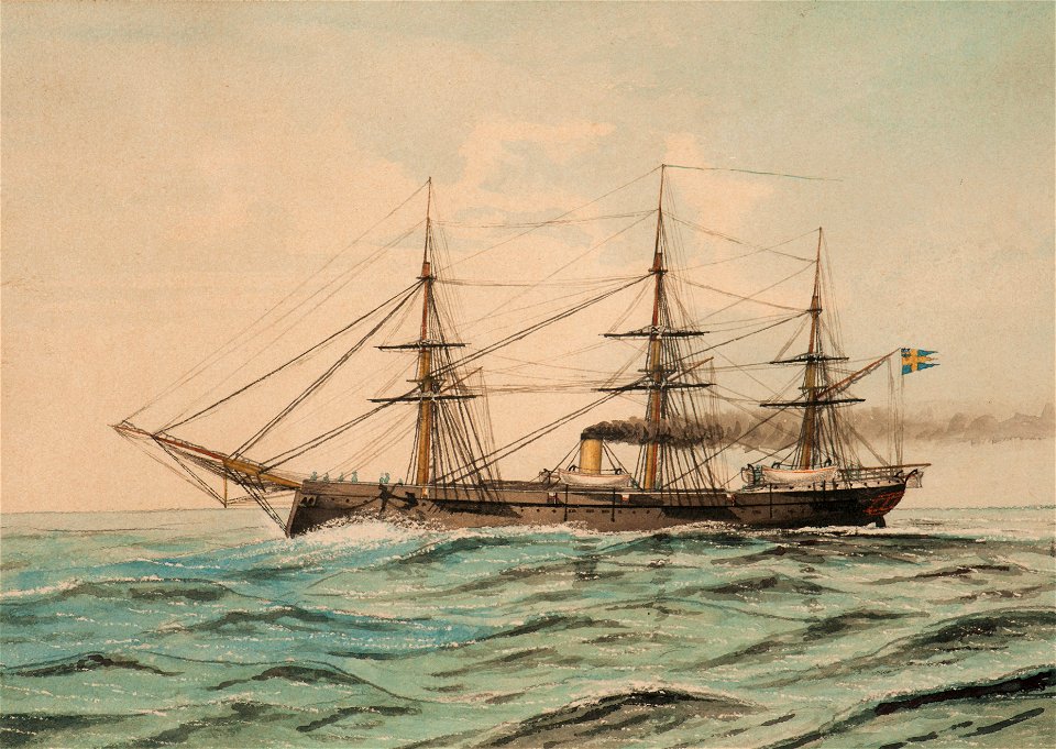 Fartygsporträtt-Ångkorvett - Sjöhistoriska museet - O 11300