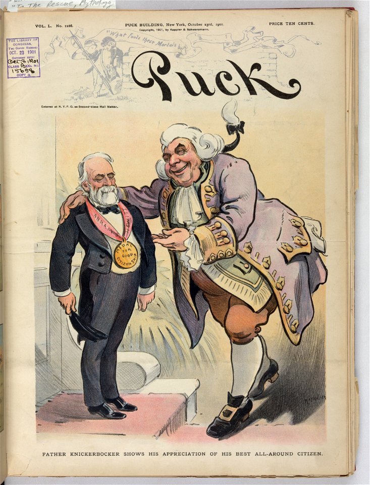 Father Knickerbocker shows his appreciation of his best all-around citizen - Keppler. LCCN2010651474
