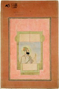 Farrukh Siyyar seated at a window, holding a gold sarpech (6125078436)