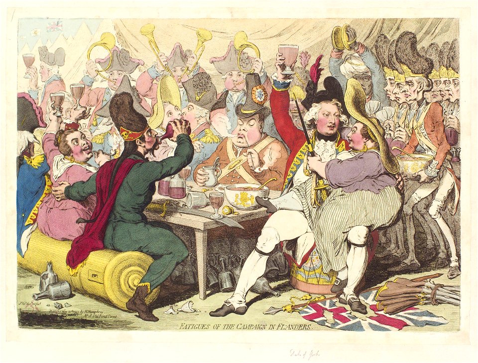 Fatigues of the campaign in Flanders' (Frederick, Duke of York and Albany; William V, Prince of Orange) by James Gillray