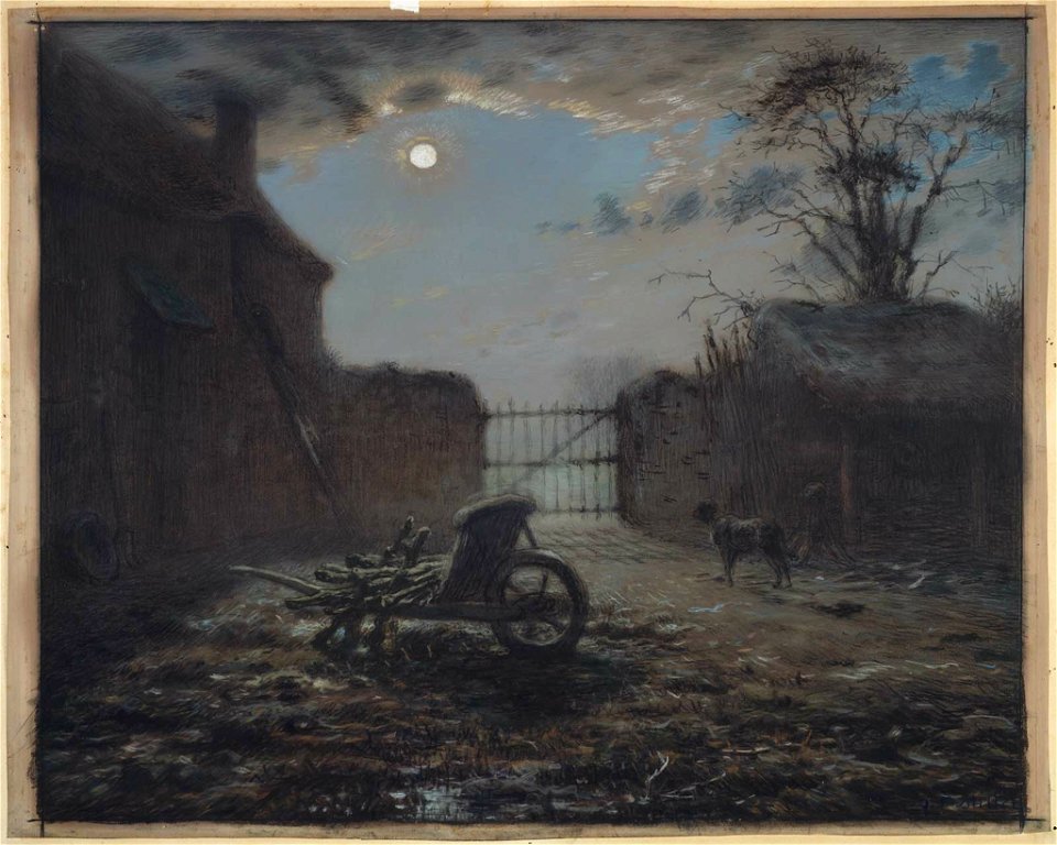 Farmyard by Moonlight, Jean-François Millet