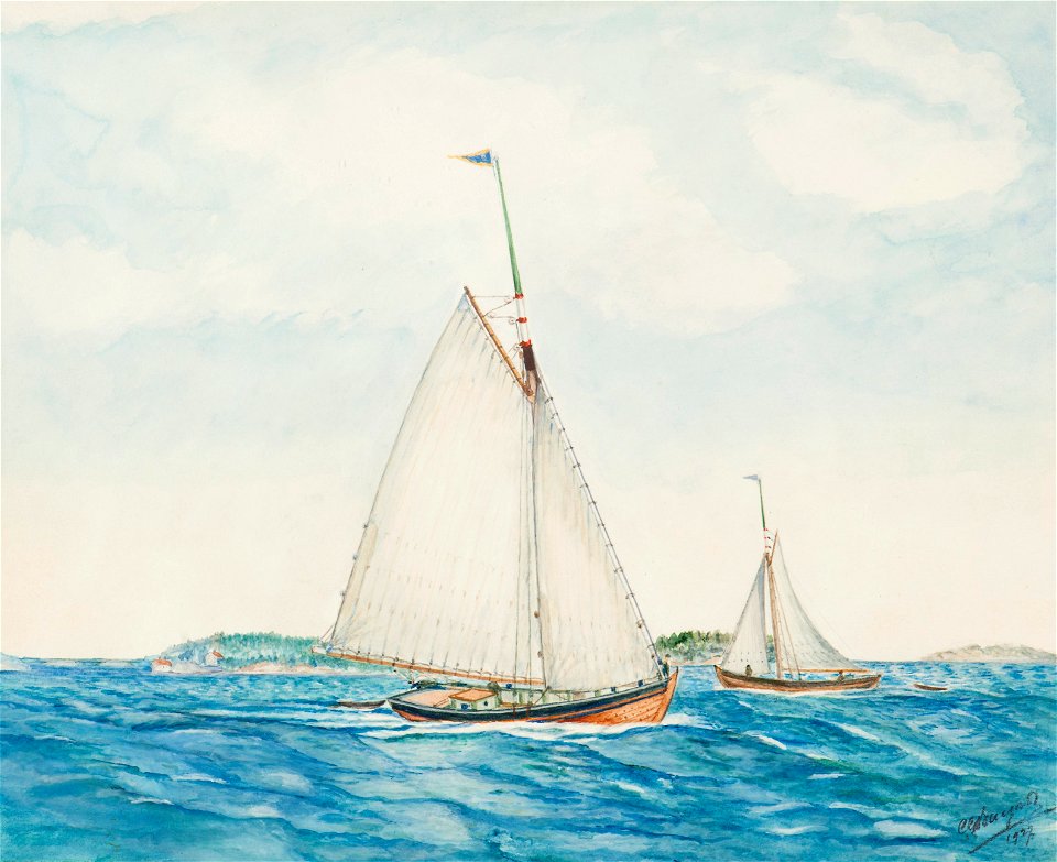 Fartygsporträtt-Roslagsskutor, sandkilar - Sjöhistoriska museet - S 1305