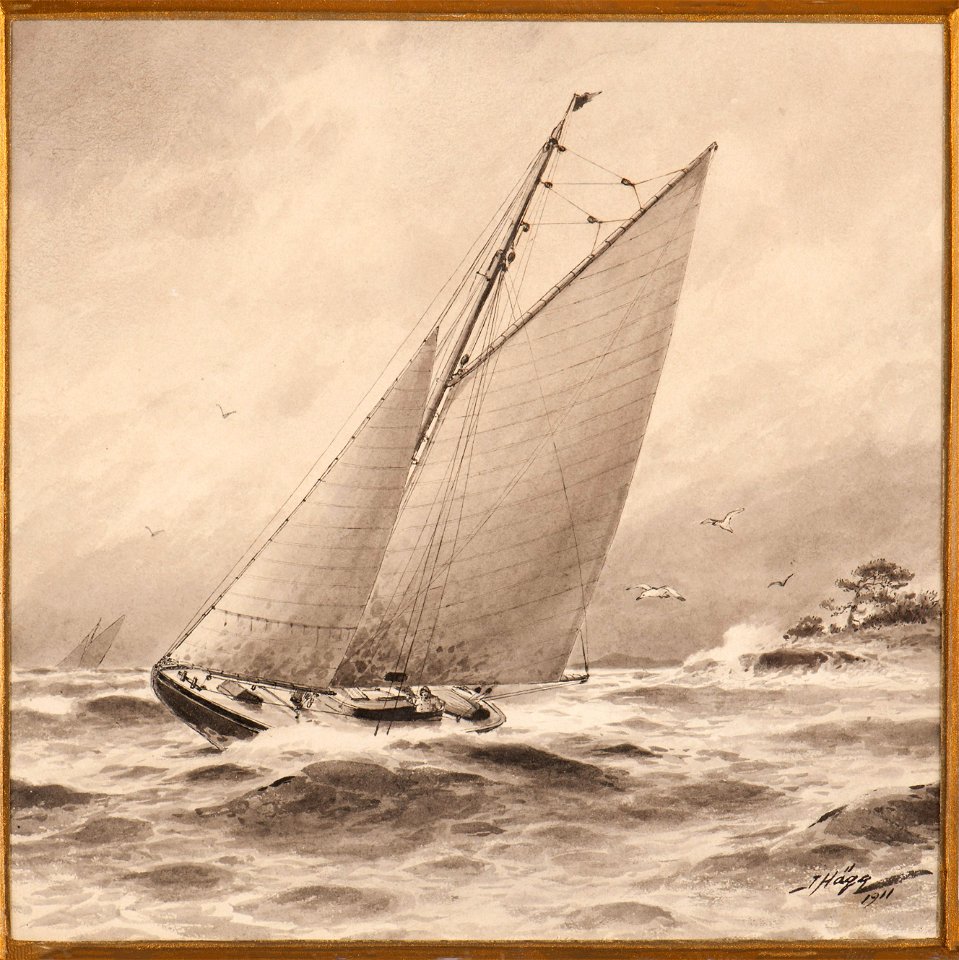 Fartygsporträtt-Skärgårdskryssare, Jakt, lustbåt, nöjesbåt - Sjöhistoriska museet - O 11957