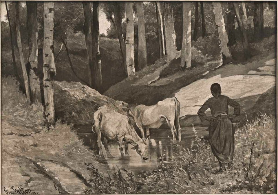 Fattori - Mucche all'abbeveratoio, Collezione E. Checcucci