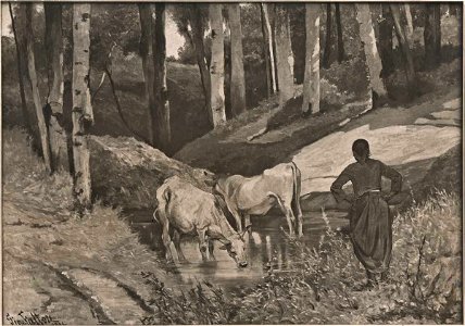 Fattori - Mucche all'abbeveratoio, Collezione E. Checcucci