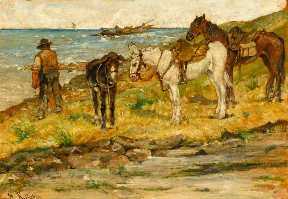 Fattori - PAESAGGIO CON CAVALLI, 1889, lot.82