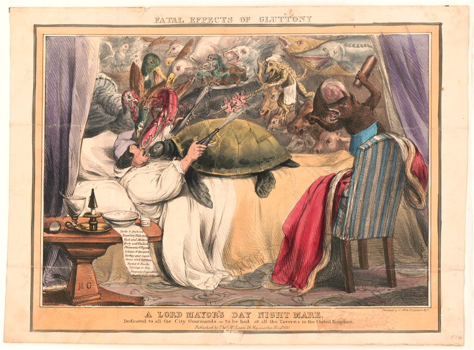 Fatal effects of gluttony (above) A lord mayor's day night mare (below) LCCN2003672988