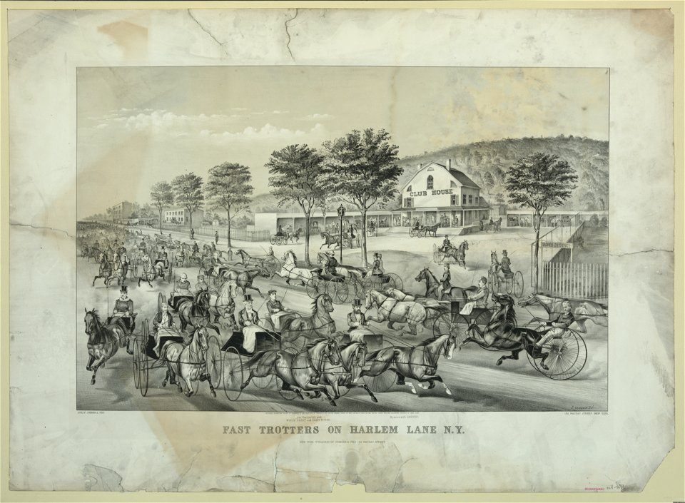 Fast trotters on Harlem Lane, N.Y. - J. Cameron, del. ; lith. of Currier & Ives. LCCN90707147