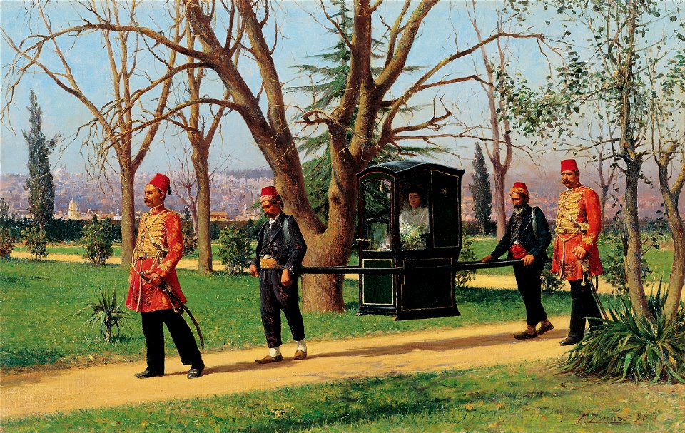 Fausto Zonaro - The Daughter of the English Ambassador Riding in a Palanquin - Google Art Project