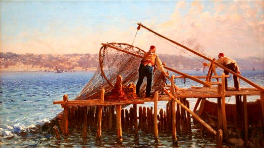 Fausto Zonaro - Fishermen Bringing in the Catch