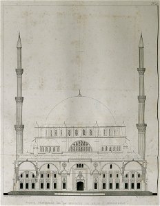 Façade principale de la mosquée de Sélim à Andrinople - Sayger C - 1834