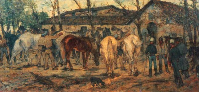 Fattori - Governo di cavalli in una caserma, Museo Nacional de Artes Visuales