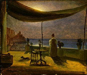 Thomas Fearnley - A Terrace in Amalfi in Moonlight - Google Art Project