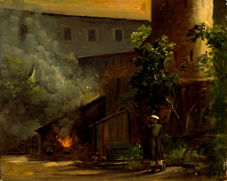 Thomas Fearnley - From a Courtyard at the Scharfenberg Castle near Dresden - NG.M.00455c - National Museum of Art, Architecture and Design