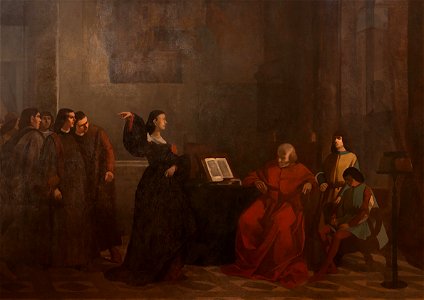 Fattori - Scena Medicea (Clarice Strozzi intima ad Ippolito ed Alessandro de’ Medici di partire da Firenze), olio su tela, cm 204×290, 1857-59
