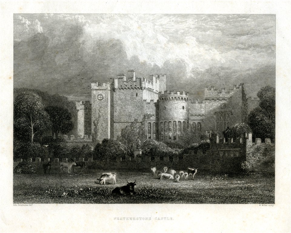 Featherstone Castle engraved by William Miller after Edward Swinburne