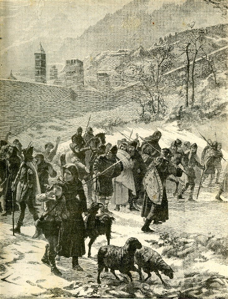 Federico Barbarossa arrestato dal popolo a Susa, - quadro di Bartolomeo Giuliano b