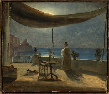 Thomas Fearnley - A Terrace in Amalfi in Moonlight - NG.M.01751 - National Museum of Art, Architecture and Design