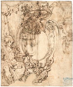 Federico Zuccaro (circle) Entwurf für eine Wappenkartusche