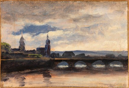 Thomas Fearnley - The Augustusbrücke in Dresden - Augustusbrücke i Dresden - Nasjonalmuseet - NG.M.02218
