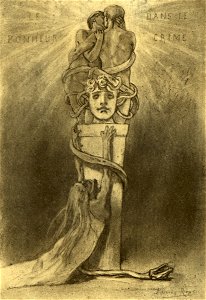Felicien Rops, Happiness in Crime (after 1874) etching, dry point, aquatint (23.8 x 16.5 cm) Royal Library of Belgium