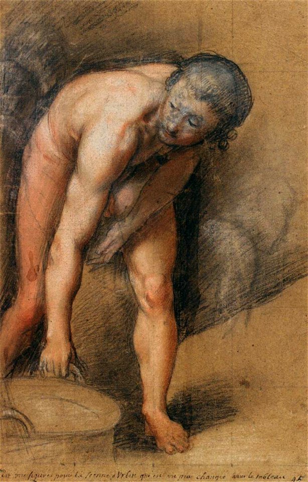Federico Barocci - Male Figure Stooping to Lift a Cauldron - WGA01302