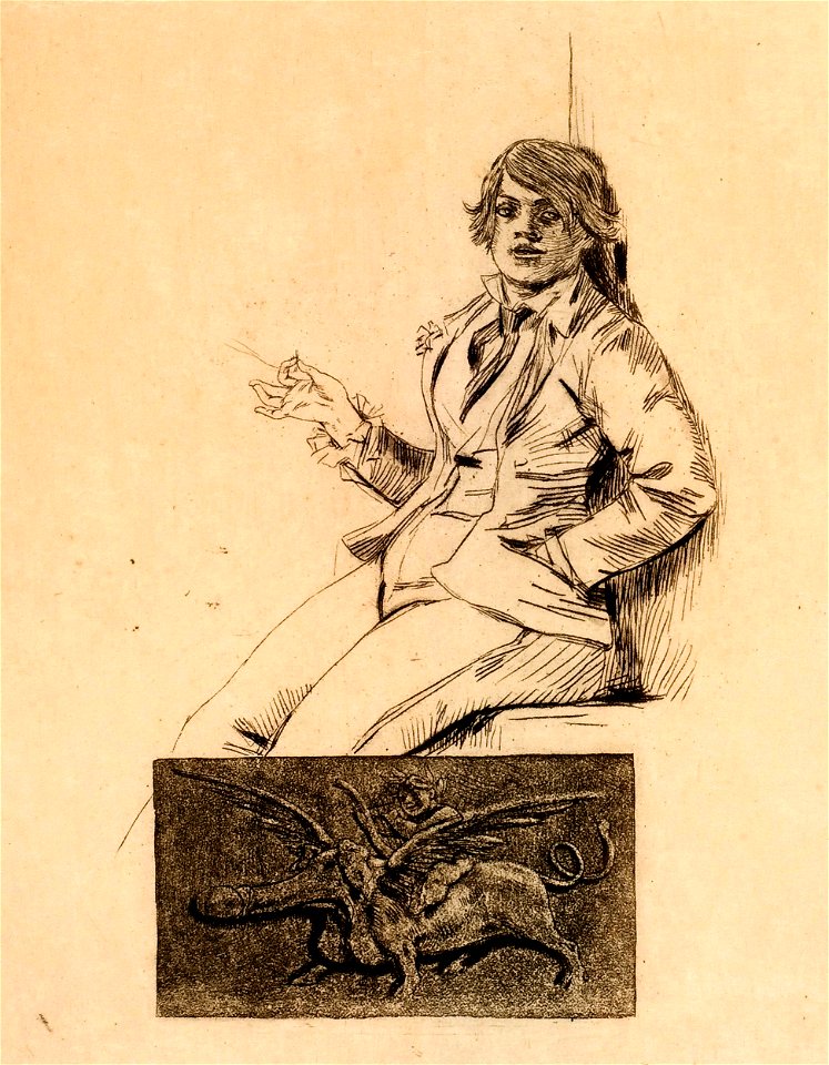 Felicien Rops, Mam'zelle Gavroche and Erotic Poetry (1879) heliogravure (24 x 18 cm) Michael C. Carlos Museum, Emory University, Atlanta