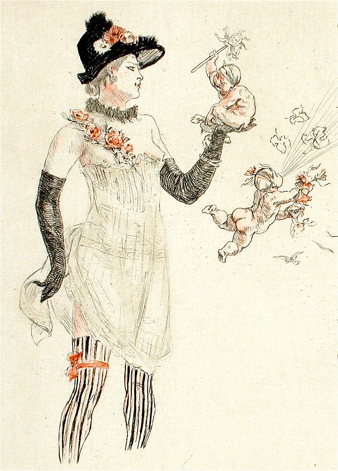 Felicien Rops, Poster for 'Rimes of Joy' (no date) etching, drypoint (12.86 x 17.62 cm) Los Angeles County Museum of Art (detail)