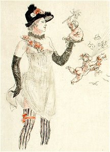 Felicien Rops, Poster for 'Rimes of Joy' (no date) etching, drypoint (12.86 x 17.62 cm) Los Angeles County Museum of Art (detail)