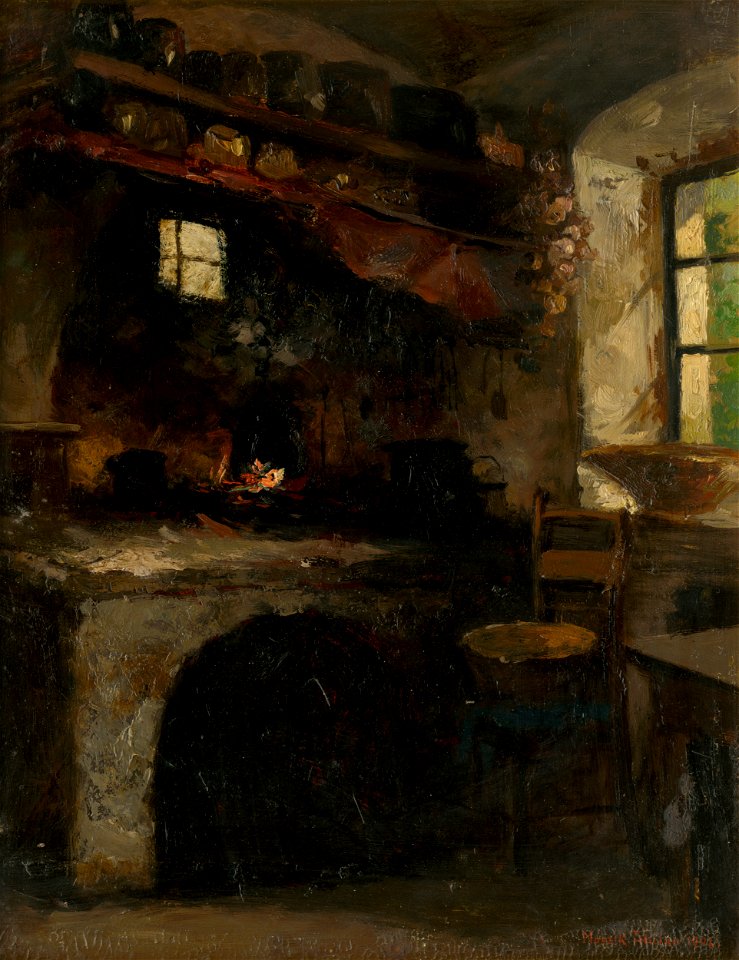 Felicián Moczik - Inside a Village Room - O 3229 - Slovak National Gallery