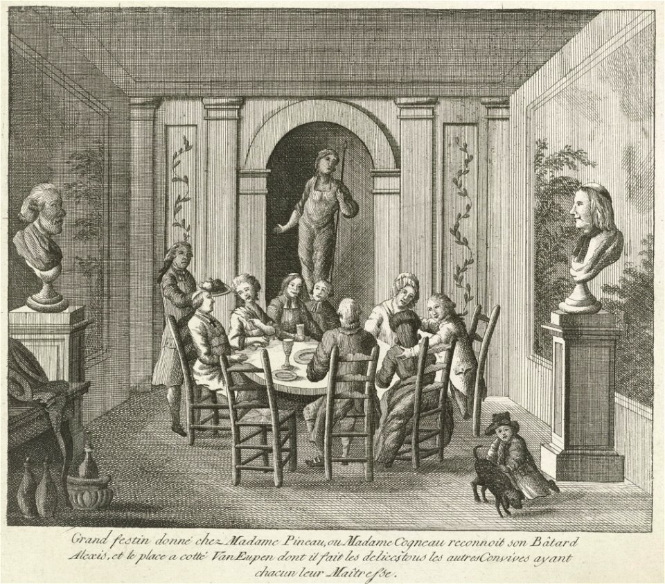 Feestmaal bij Madame Pineau, anoniem, 1787 - 1790